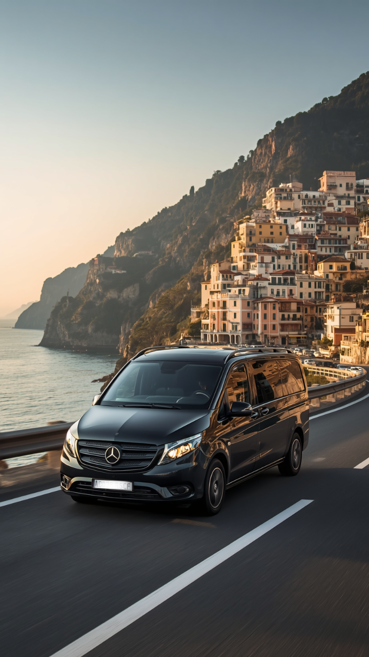 Premium van on a coastal road, private tour